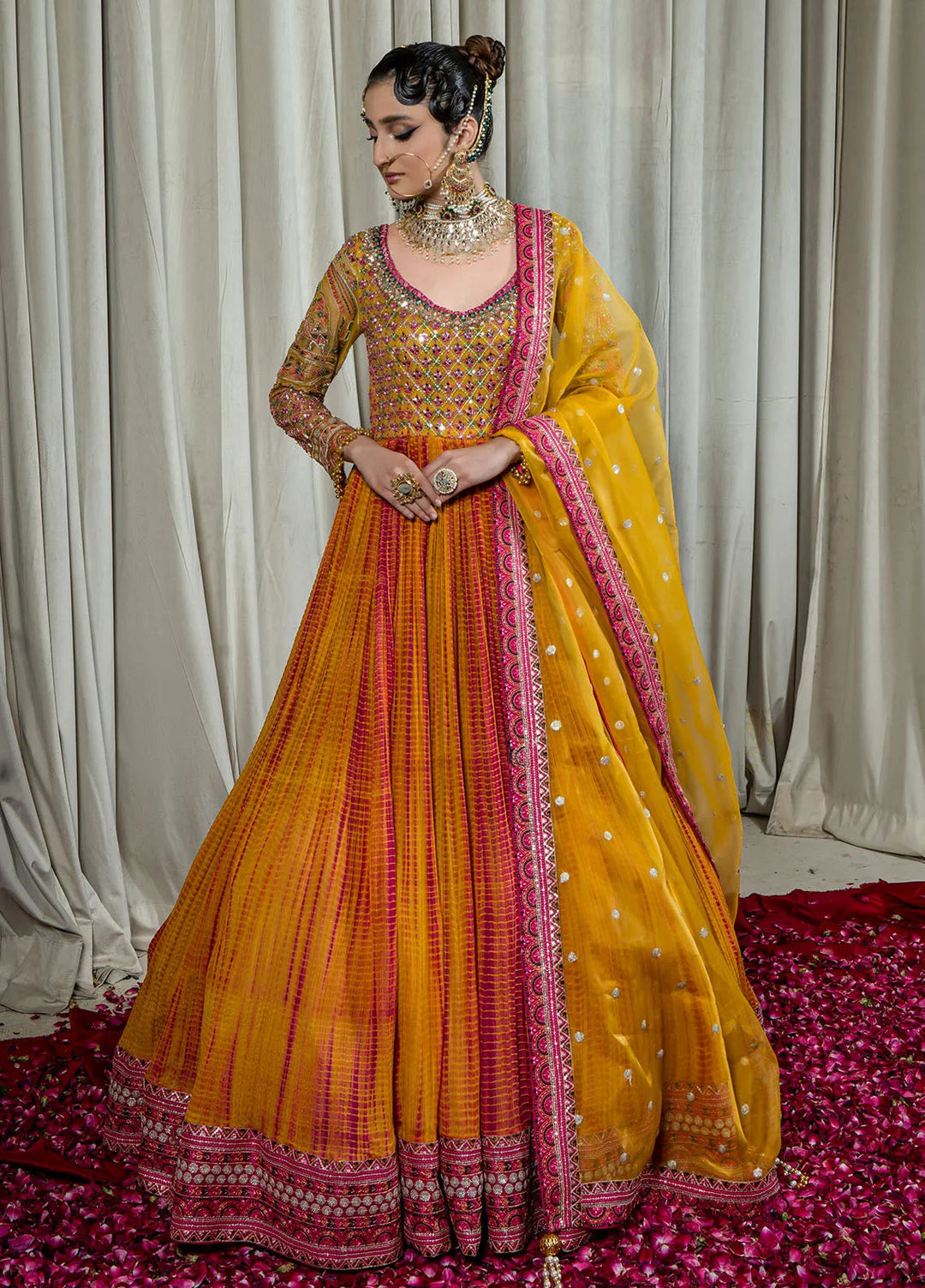 Arif Ashraf Pret Embroidered Yellow Crush 3 Piece Suit Gulbano
