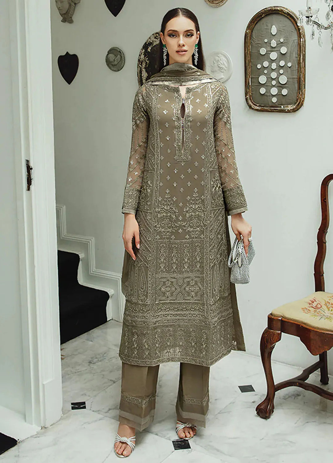 Ariya By Maryum N Maria Embroidered Chiffon Suit Unstitched 3 Piece MNM24A 504 Zarin - Formals Collection