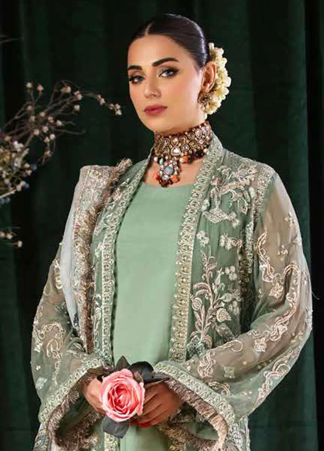 Aroha By Riaz Arts Embroidered Chiffon Suit Unstitched 4 Piece RA24AW AR-03 - Luxury Collection