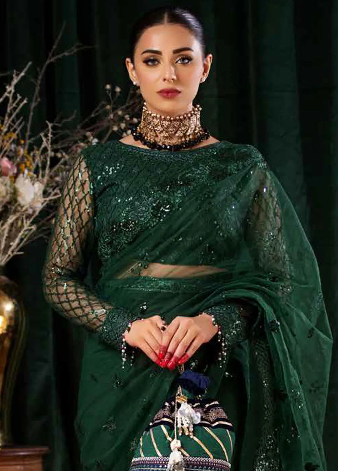 Aroha By Riaz Arts Embroidered Net Saree Unstitched RA24AW AR-05 - Luxury Collection