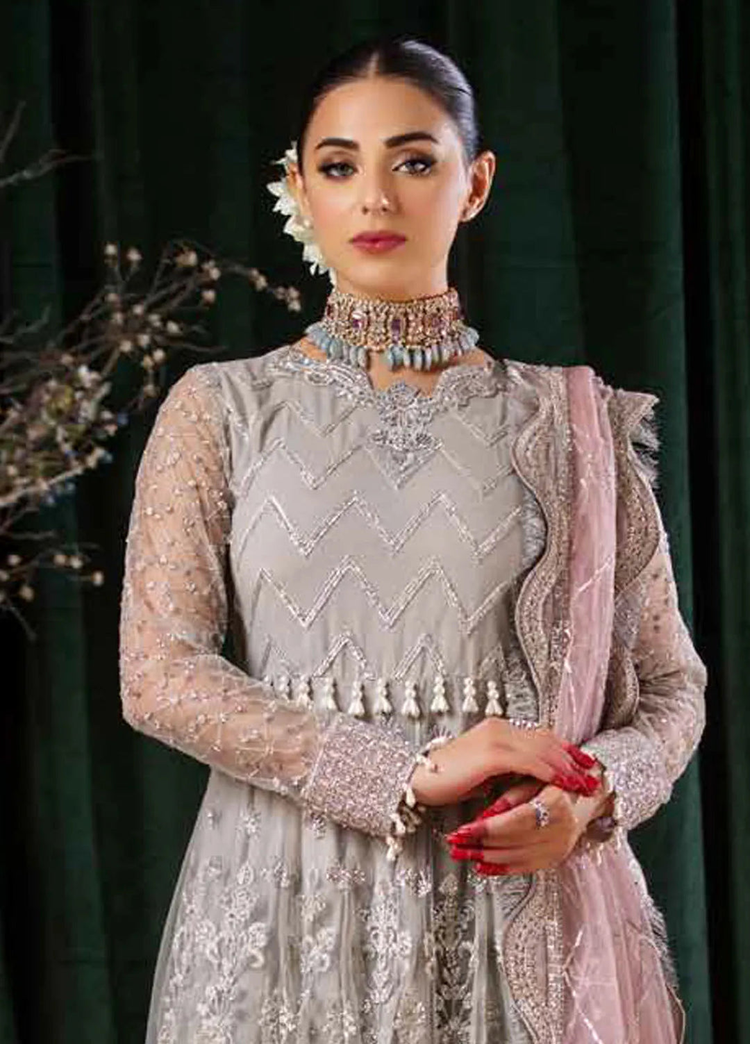 Aroha By Riaz Arts Embroidered Net Suit Unstitched 4 Piece RA24AW AR-06 - Luxury Collection