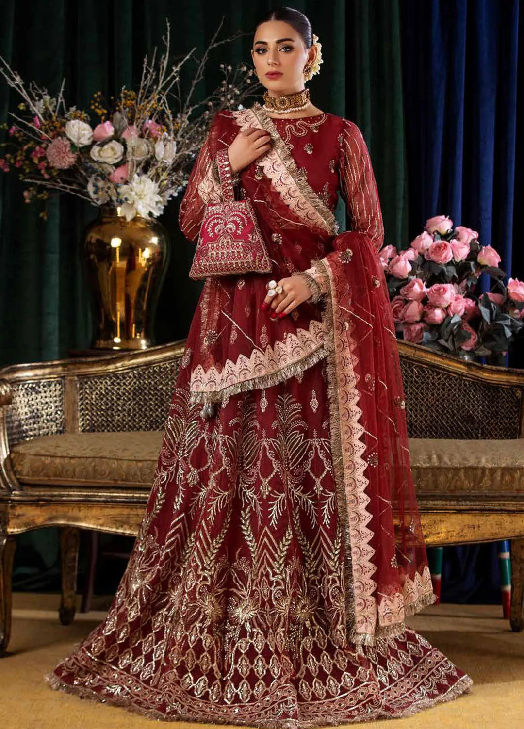 Aroha By Riaz Arts Embroidered Organza Suit Unstitched 4 Piece RA24AW AR-02 - Luxury Collection