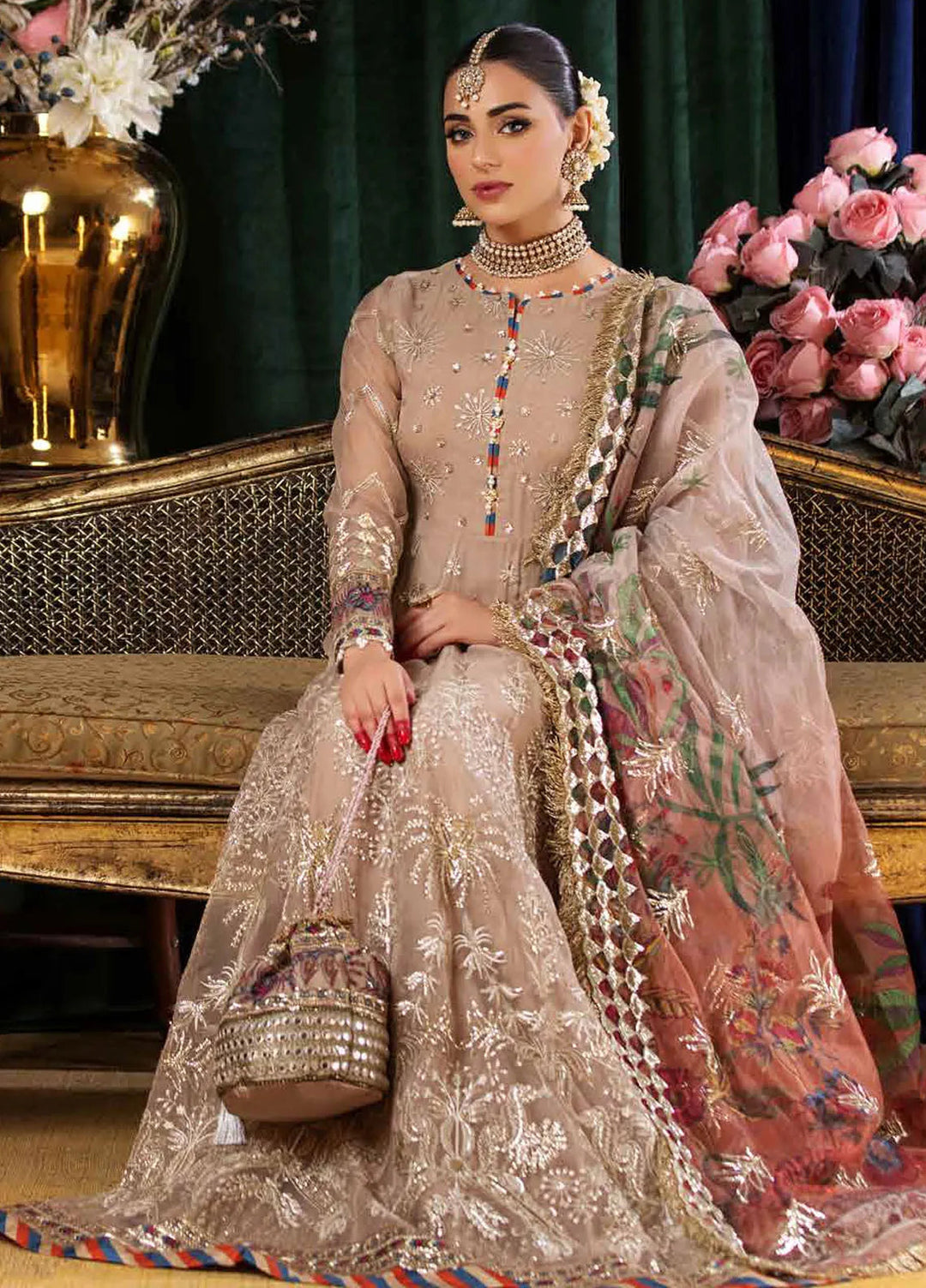 Aroha By Riaz Arts Embroidered Organza Suit Unstitched 4 Piece RA24AW AR-04 - Luxury Collection