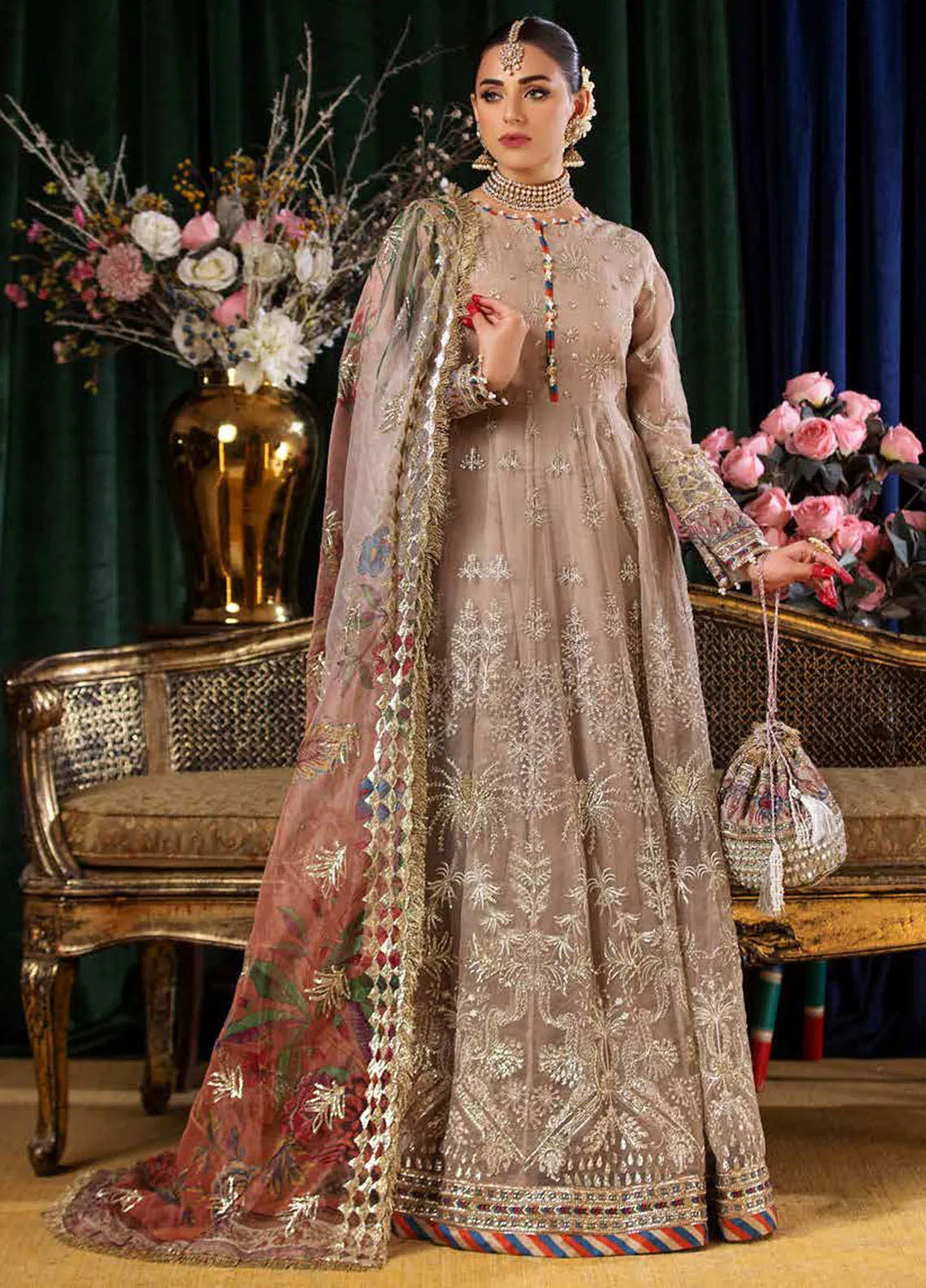 Aroha By Riaz Arts Embroidered Organza Suit Unstitched 4 Piece RA24AW AR-04 - Luxury Collection