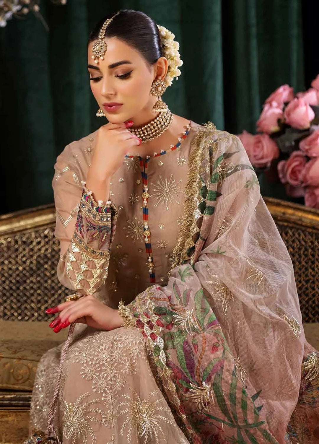 Aroha By Riaz Arts Embroidered Organza Suit Unstitched 4 Piece RA24AW AR-04 - Luxury Collection