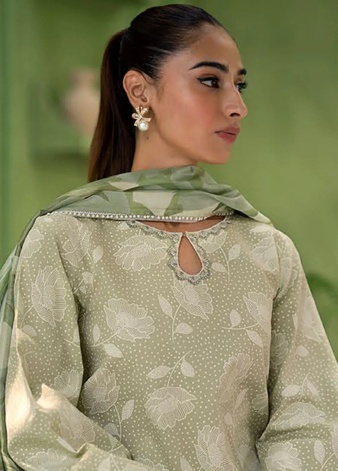 Artisan by Seran Embroidered Lawn Suit Unstitched 3 Piece SRN25A D-02 Pistache - Summer Collection