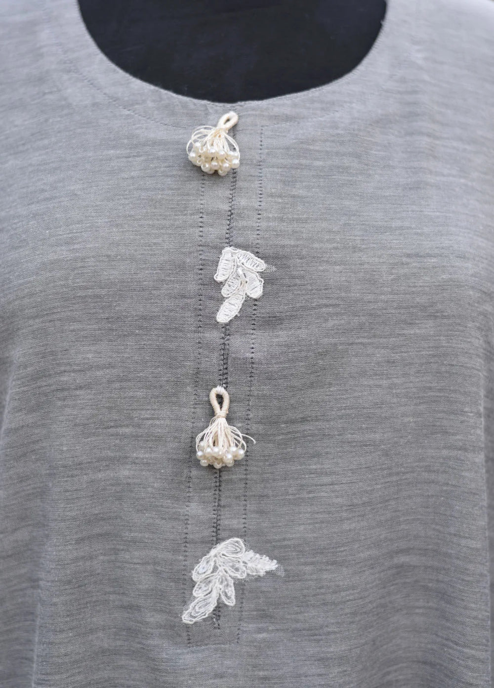 Artistic Wear Pret Appliqued Irish Lawn 2 Piece Suit Cement Grey Moonlight