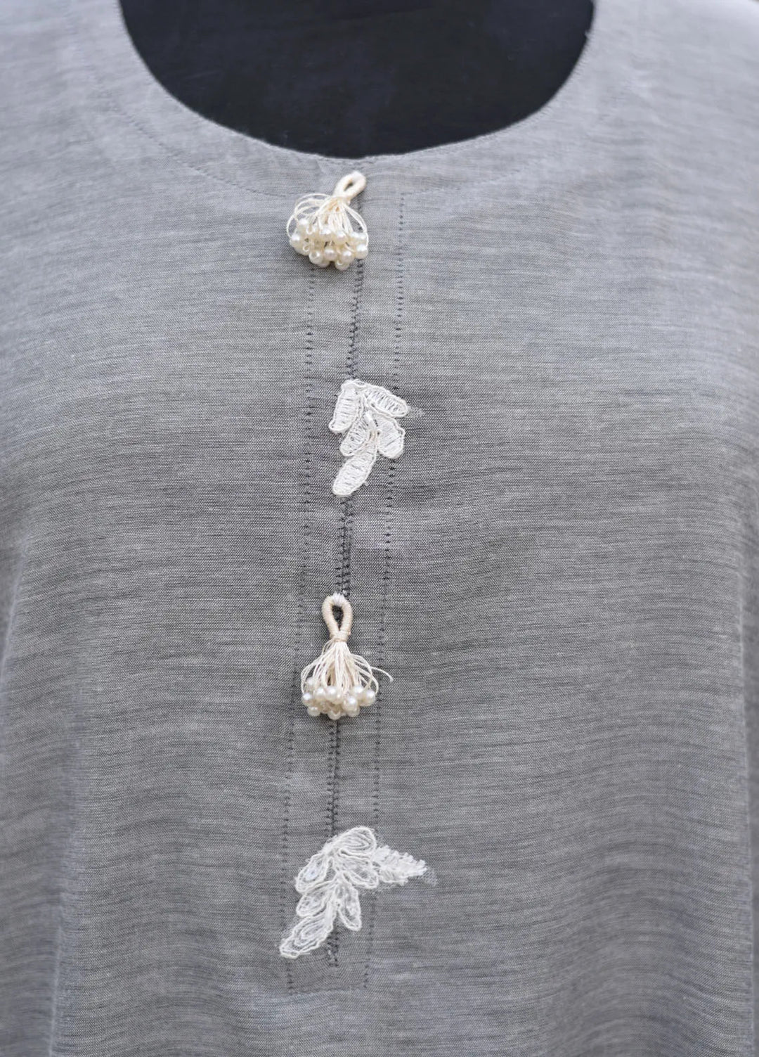 Artistic Wear Pret Appliqued Irish Lawn 2 Piece Suit Cement Grey Moonlight