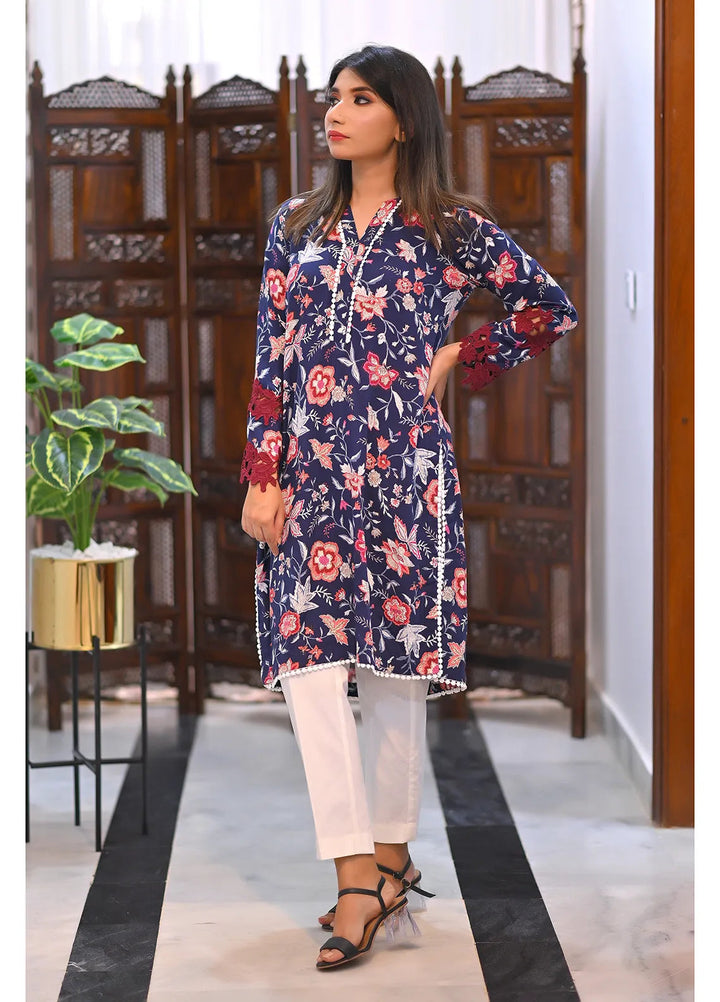 Artistic Wear Pret Printed Linen 2 Piece Suit Bluish Flora