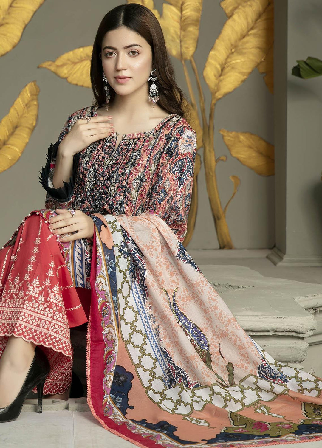 Arwa by Adan's Libas Embroidered Lawn Suits Unstitched 3 Piece AL21AR-2 D-01 - Summer Collection