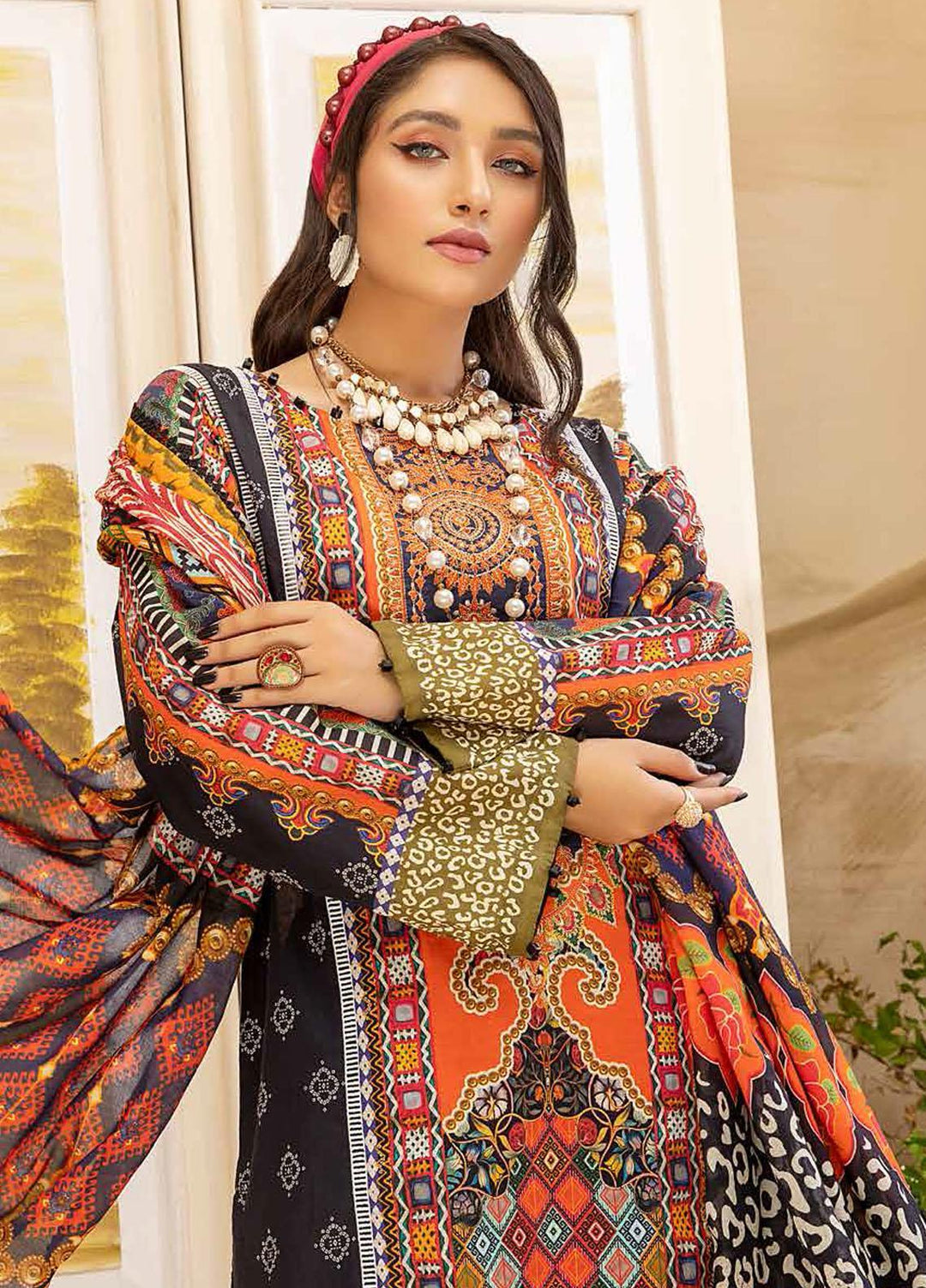 Arwa by Adan's Libas Embroidered Lawn Suits Unstitched 3 Piece AL21AR-3 D-06 - Summer Collection