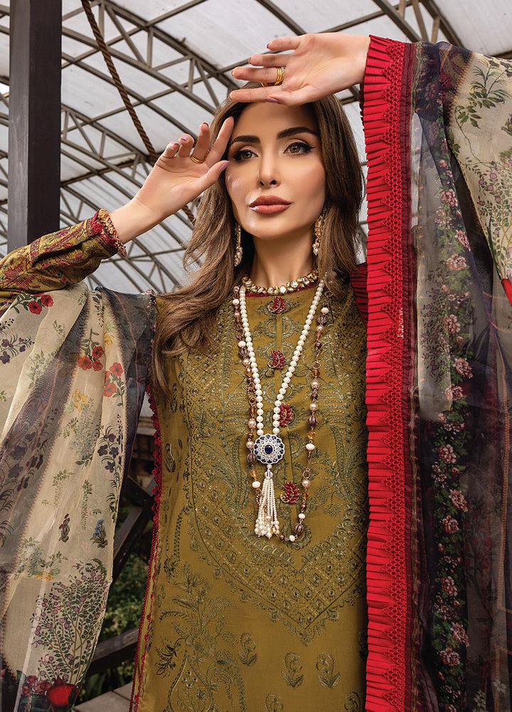 Arzoo by Humdum Embroidered Lawn Suits Unstitched 3 Piece HD22AZ D-04 Gold Marine - Summer Collection