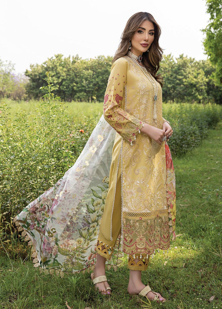 Arzoo by Humdum Embroidered Lawn Suits Unstitched 3 Piece HD22AZ D-05 Sun Shine Glory - Summer Collection