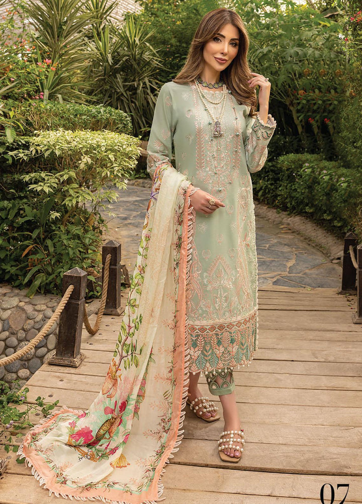 Arzoo by Humdum Embroidered Lawn Suits Unstitched 3 Piece HD22AZ D-07 Natural Floral - Summer Collection