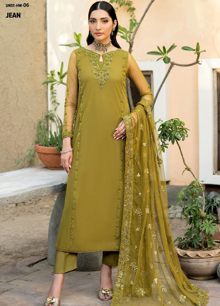 Arzou by Zarif Embroidered Chiffon Suits Unstitched 3 Piece ZF25AF HW-06 Jean - Formal Collection