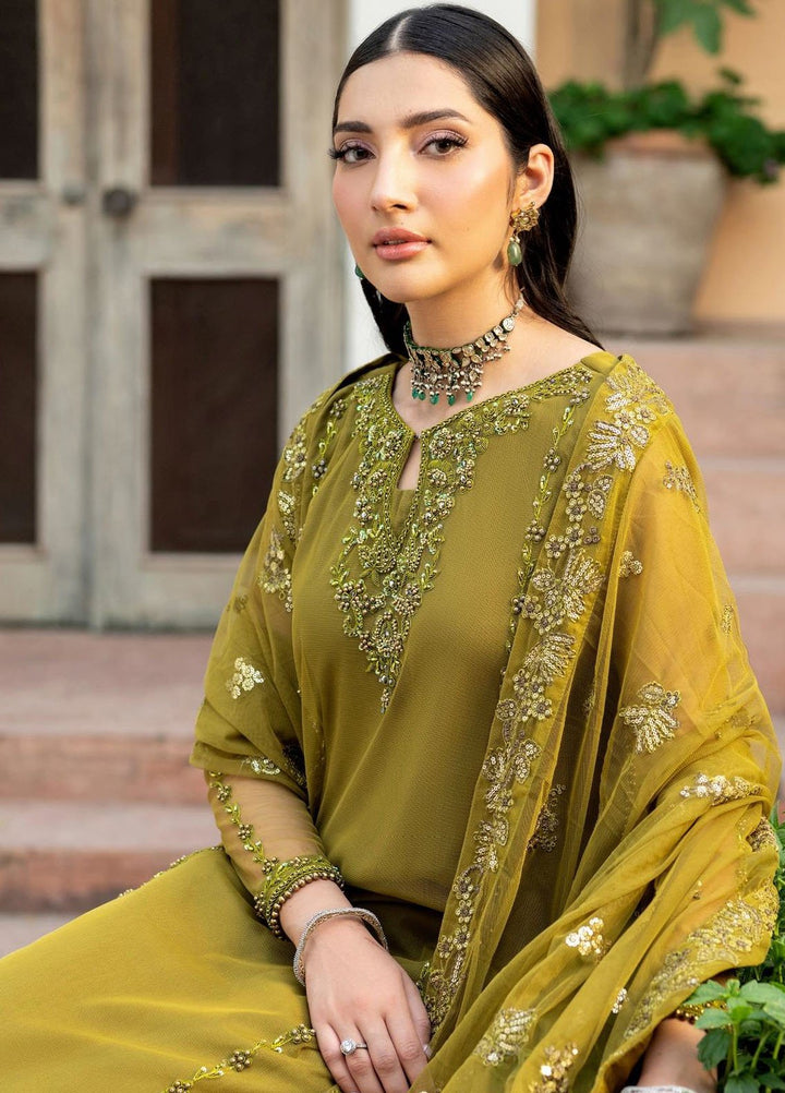 Arzou by Zarif Embroidered Chiffon Suits Unstitched 3 Piece ZF25AF HW-06 Jean - Formal Collection