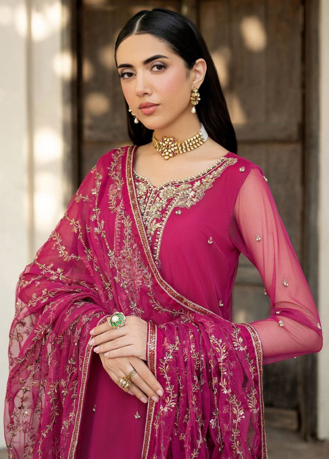 Arzou by Zarif Embroidered Net Suits Unstitched 3 Piece ZR25UF HW-01 Remi - Formal Collection