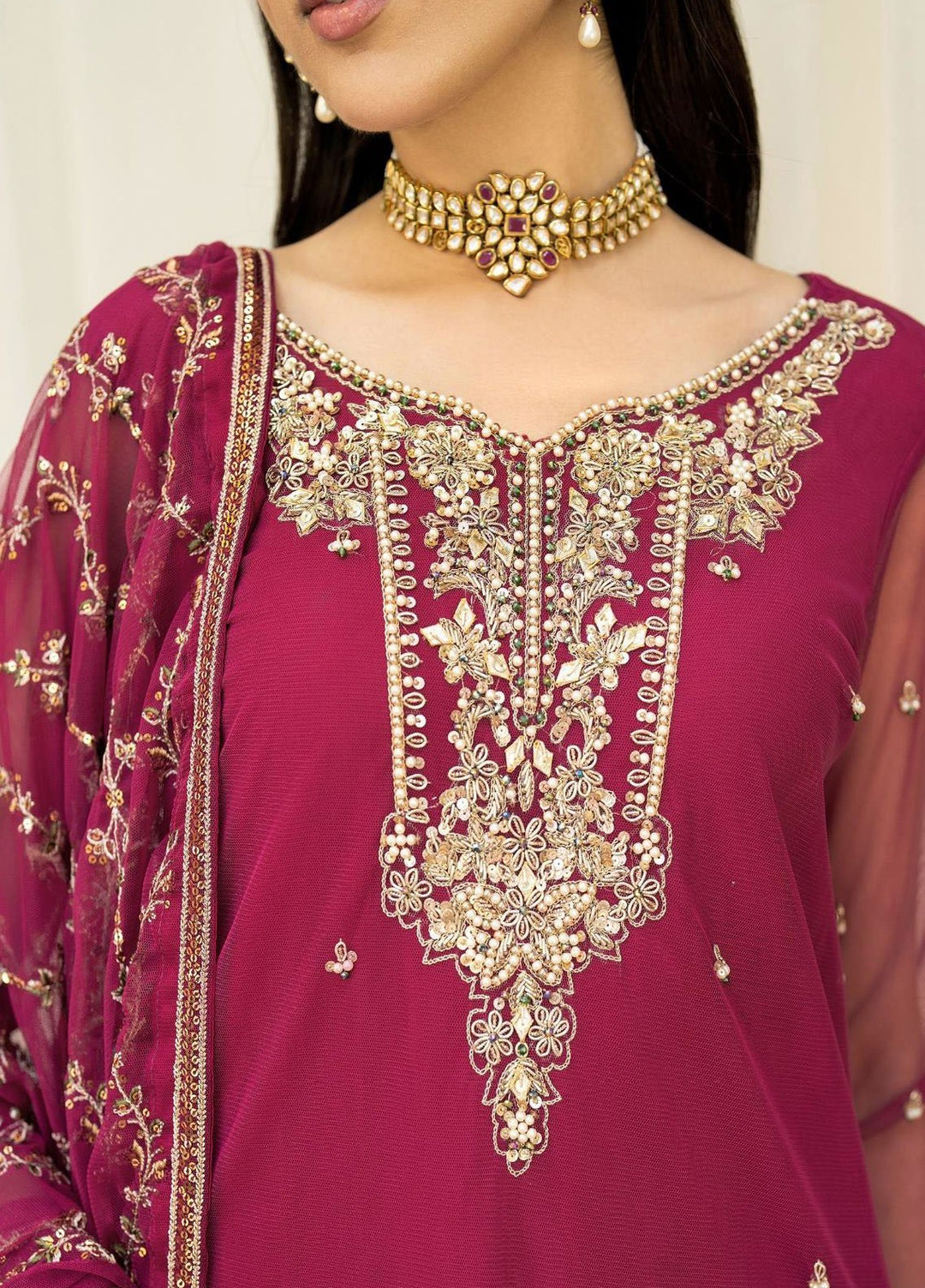 Arzou by Zarif Embroidered Net Suits Unstitched 3 Piece ZR25UF HW-01 Remi - Formal Collection