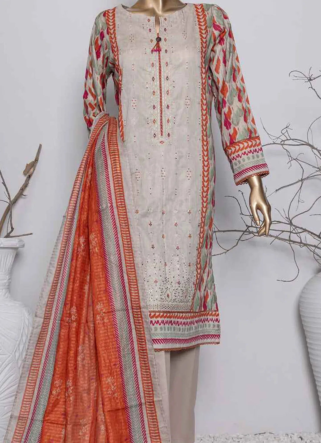 Asasa By HZ Textile Embroidered Lawn Suit Unstitched 3 Piece HZ24A AEL-65 Vol-04 - Summer Collection