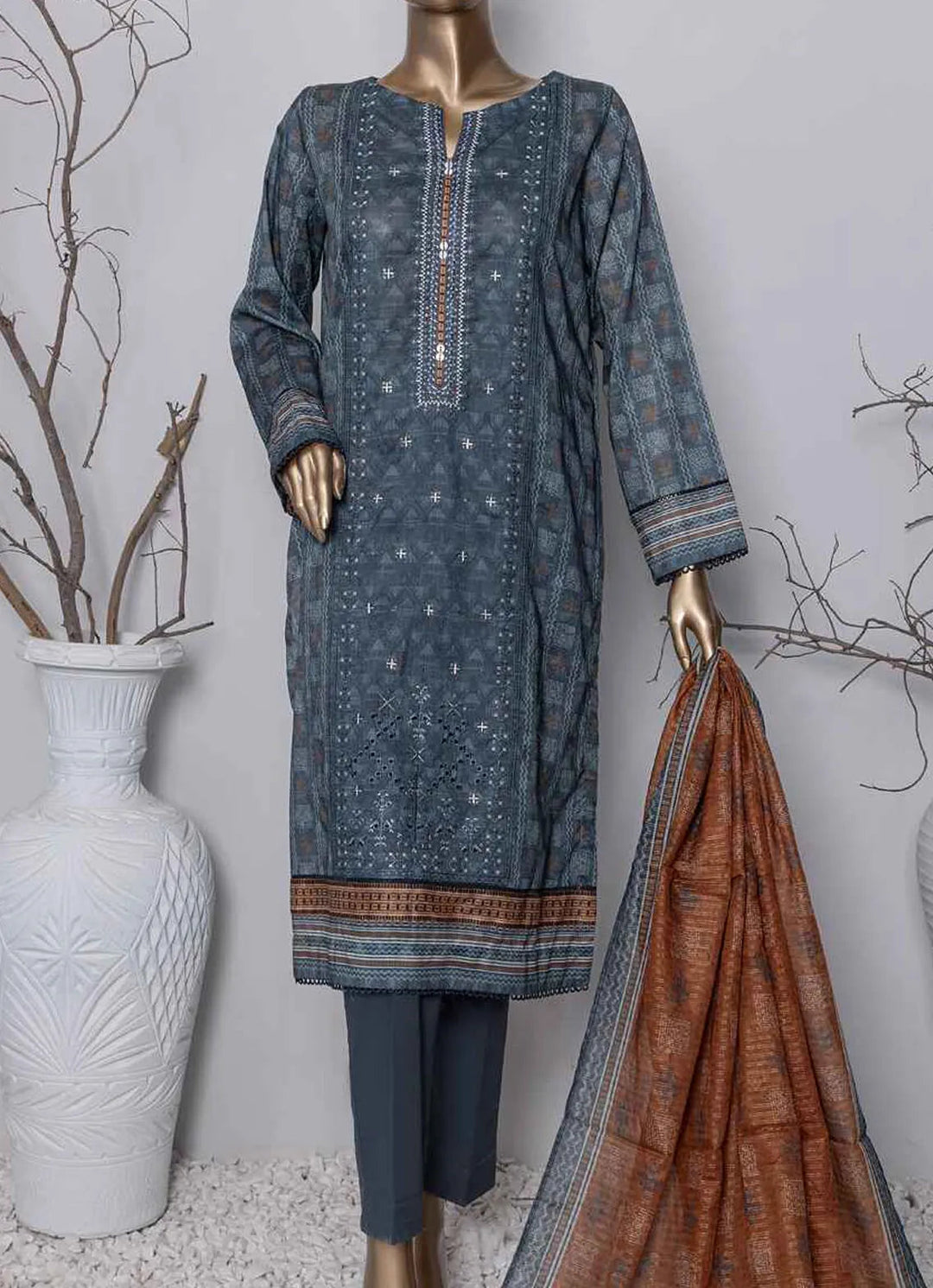Asasa By HZ Textile Embroidered Lawn Suit Unstitched 3 Piece HZ24A AEL-70 Vol-04 - Summer Collection
