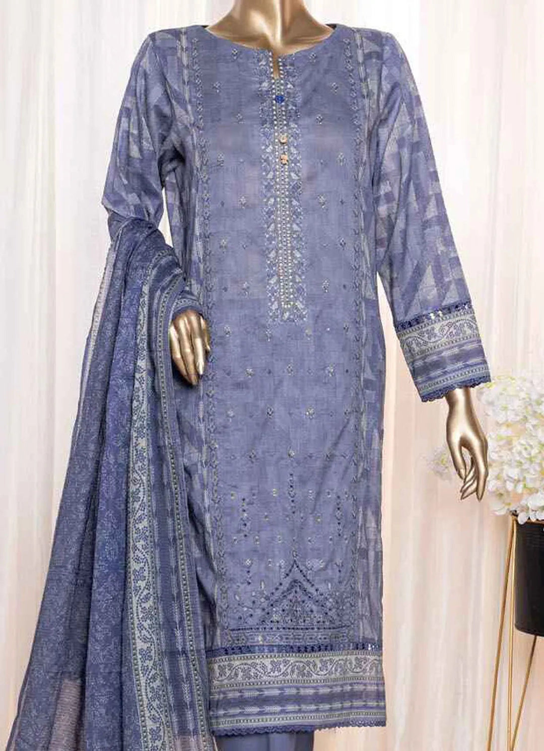Asasa By HZ Textile Embroidered Lawn Suit Unstitched 3 Piece HZ24A AEL-86 Vol-05 - Summer Collection