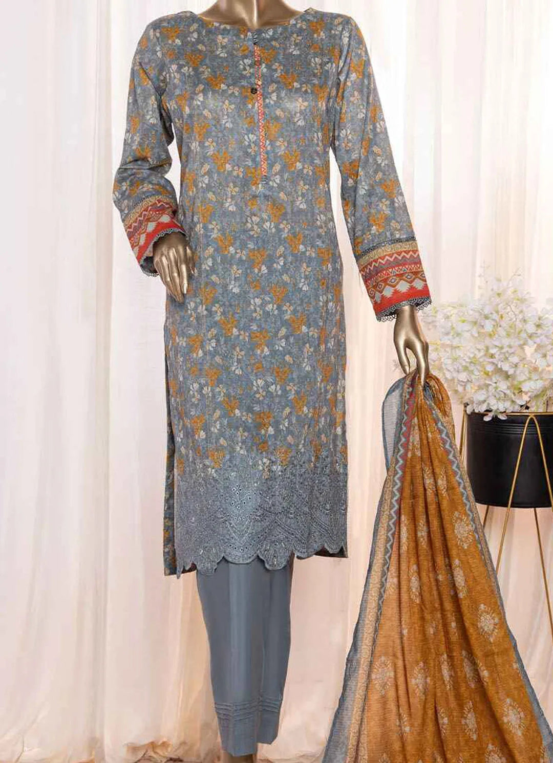 Asasa By HZ Textile Embroidered Lawn Suit Unstitched 3 Piece HZ24A AEL-90 Vol-05 - Summer Collection