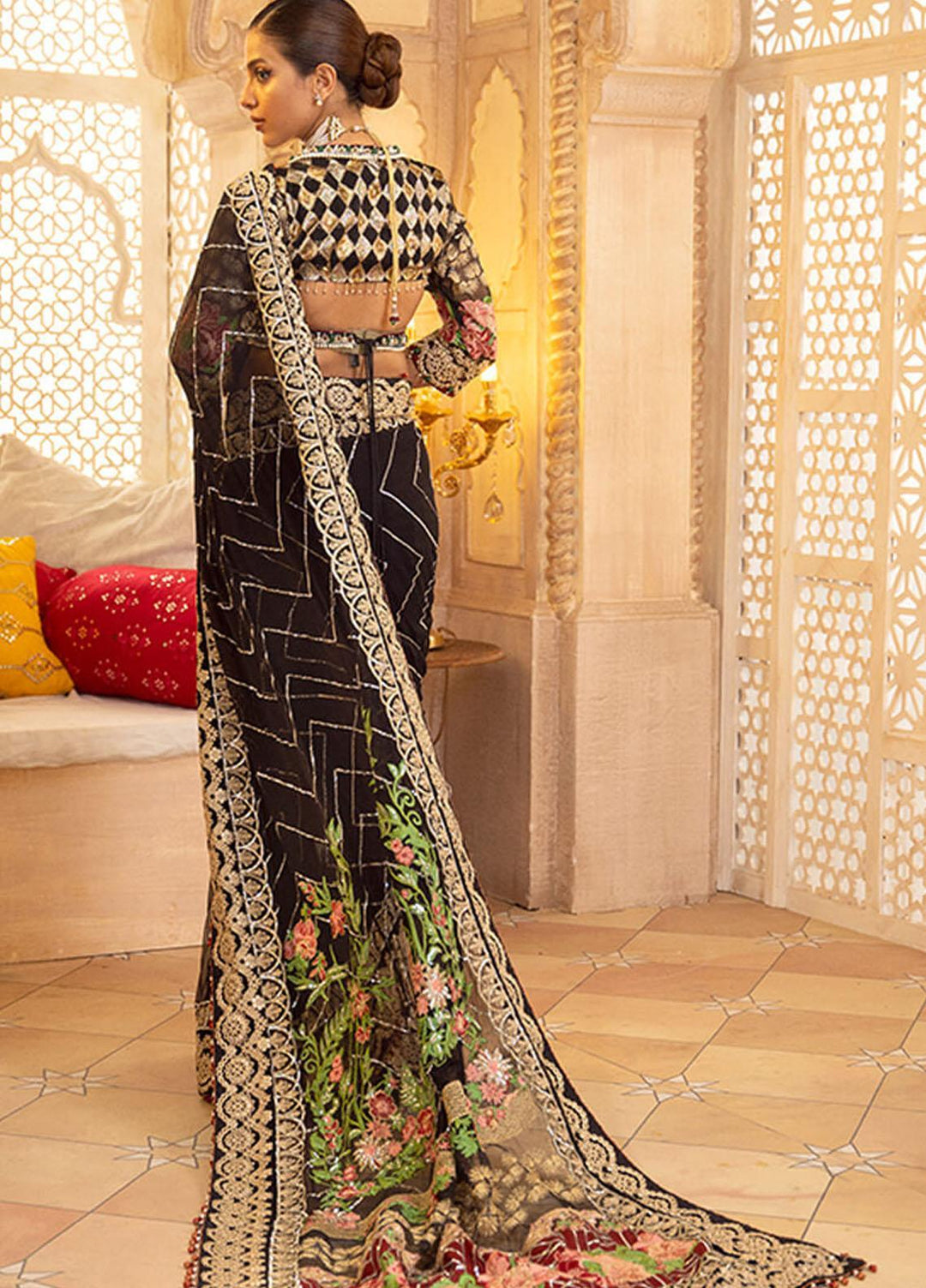 Asifa & Nabeel Embriodered Organza  Unstitched Saree AN21AI FM-01 UNS - Luxury Formals Collection