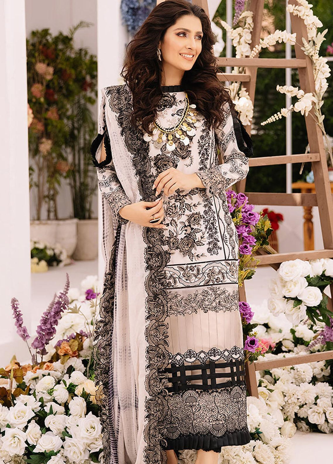 Ariana By Asifa & Nabeel Embroidered Lawn Suits Unstitched 3 Piece AN21A  ELANIE 8A - Luxury Collection