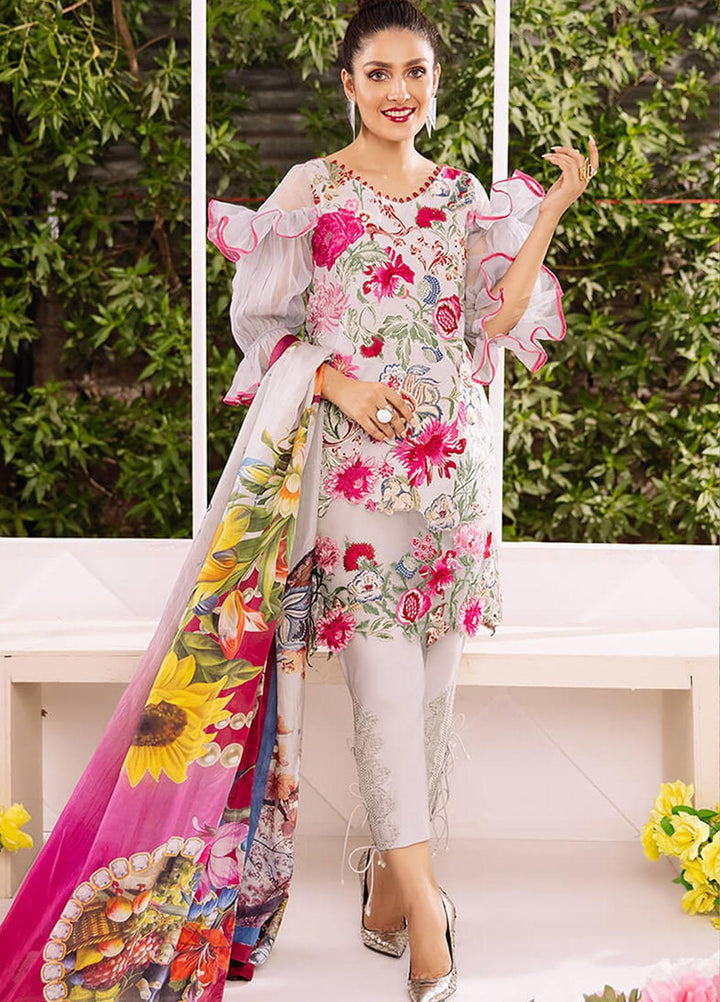 Ariana By Asifa & Nabeel Embroidered Lawn Suits Unstitched 3 Piece AN21A  WILLOW 7A - Luxury Collection