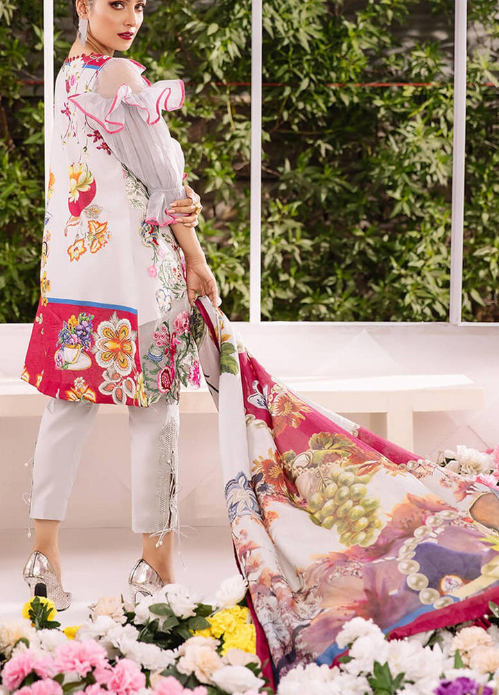 Ariana By Asifa & Nabeel Embroidered Lawn Suits Unstitched 3 Piece AN21A  WILLOW 7A - Luxury Collection
