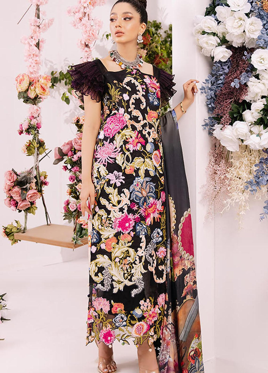 Ariana By Asifa & Nabeel Embroidered Lawn Suits Unstitched 3 Piece AN21A  WILLOW 7B - Luxury Collection
