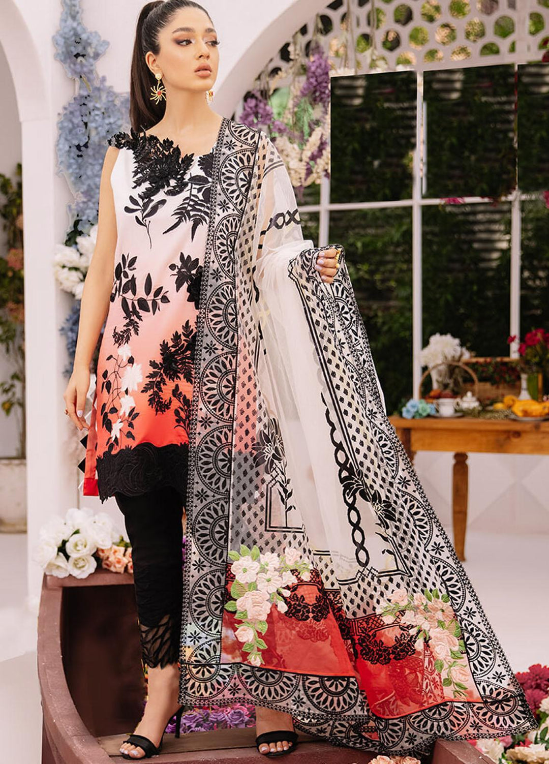 Ariana By Asifa & Nabeel Embroidered Lawn Suits Unstitched 3 Piece AN21A  ZINNIA 5B - Luxury Collection