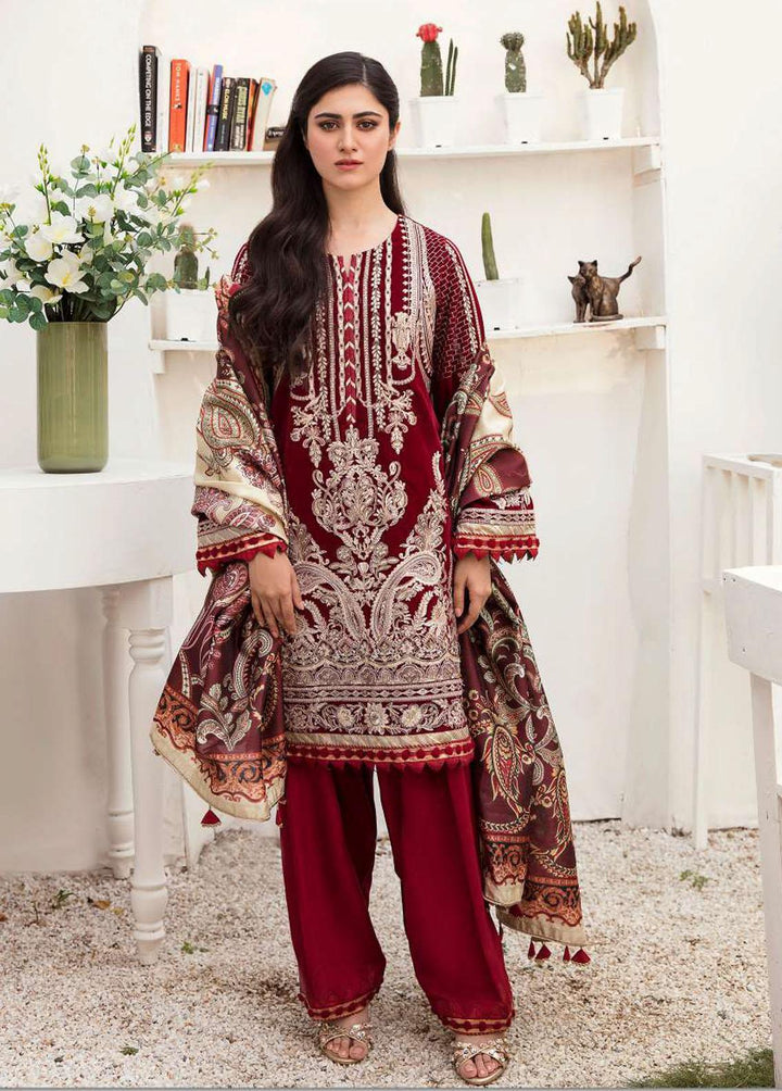 Asifa & Nabeel Embroidered Velvet Suits Unstitched 3 Piece AN22V VC-04 - Luxury Collection