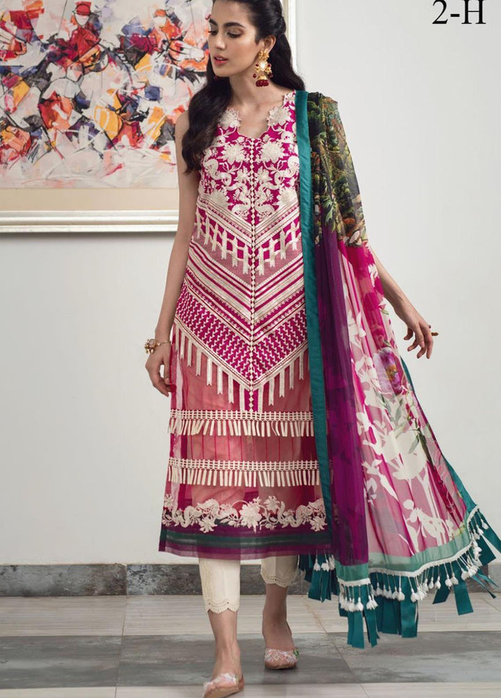 Lamour By Asifa & Nabeel Embroidered Lawn Suits Unstitched 3 Piece AN21L 2-H Fascination - Luxury Collection
