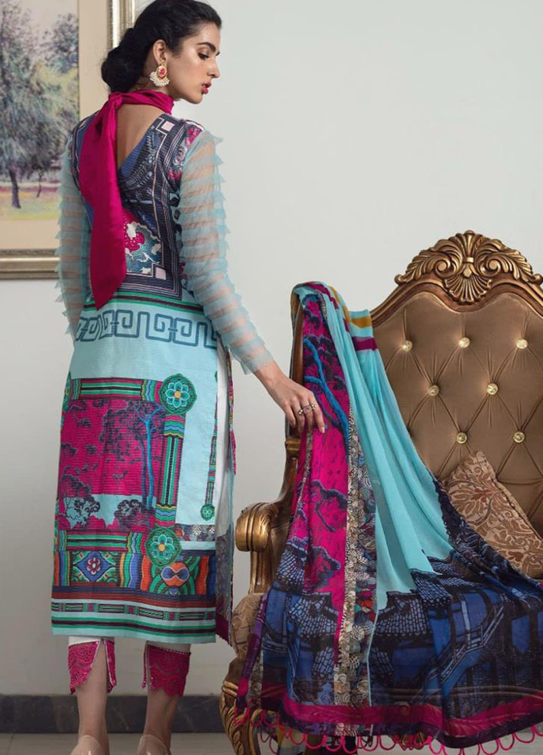 Lamour By Asifa & Nabeel Embroidered Lawn Suits Unstitched 3 Piece AN21L 9-T Rainbow Bouquet - Luxury Collection