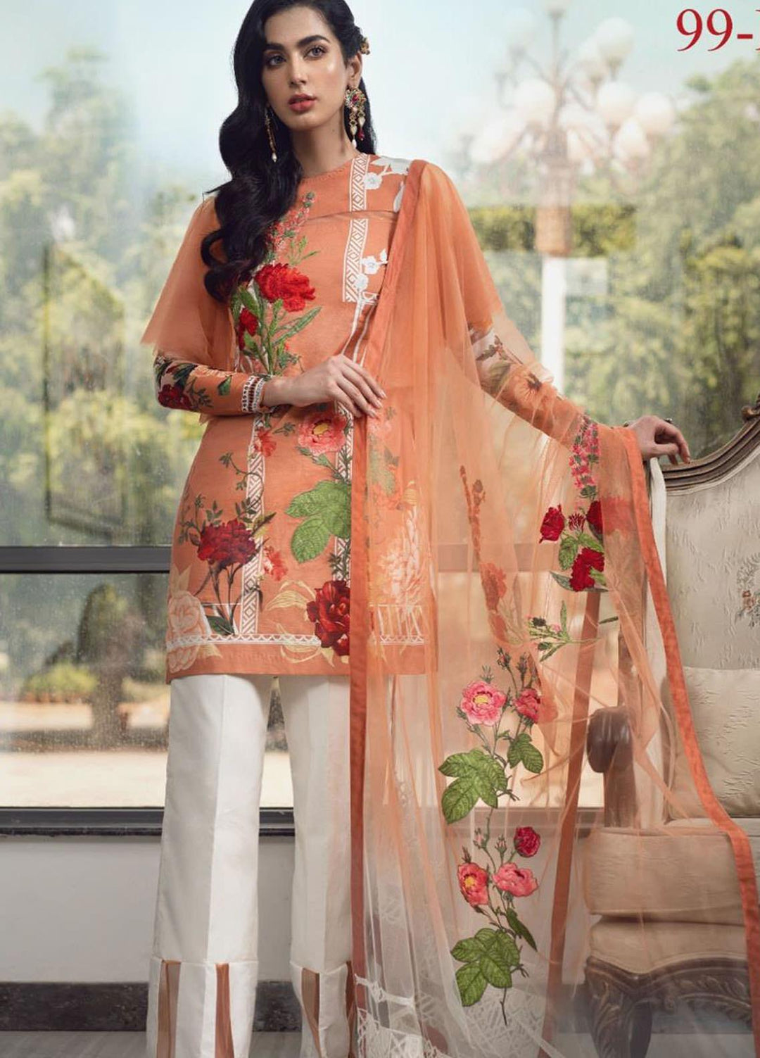 Lamour By Asifa & Nabeel Embroidered Lawn Suits Unstitched 3 Piece AN21L 99-R Rose Radiance - Luxury Collection