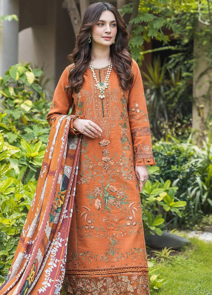 Asifa and Nabeel Embroidered Khaddar Suits Unstitched 3 Piece AN24W2 Caramel WL-01 - Winter Collection
