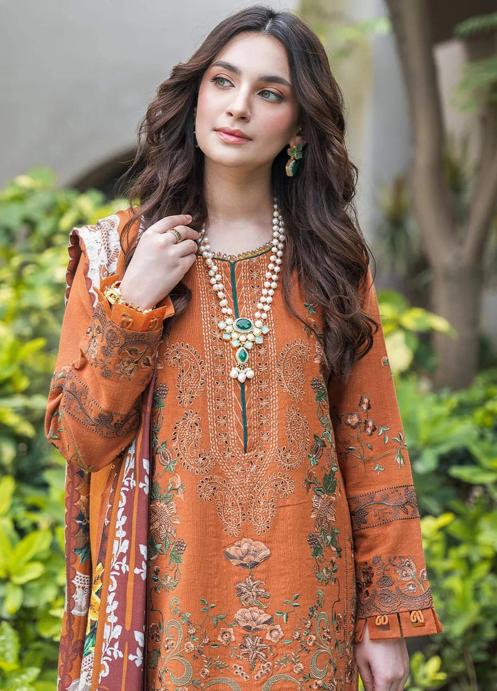 Asifa and Nabeel Embroidered Khaddar Suits Unstitched 3 Piece AN24W2 Caramel WL-01 - Winter Collection