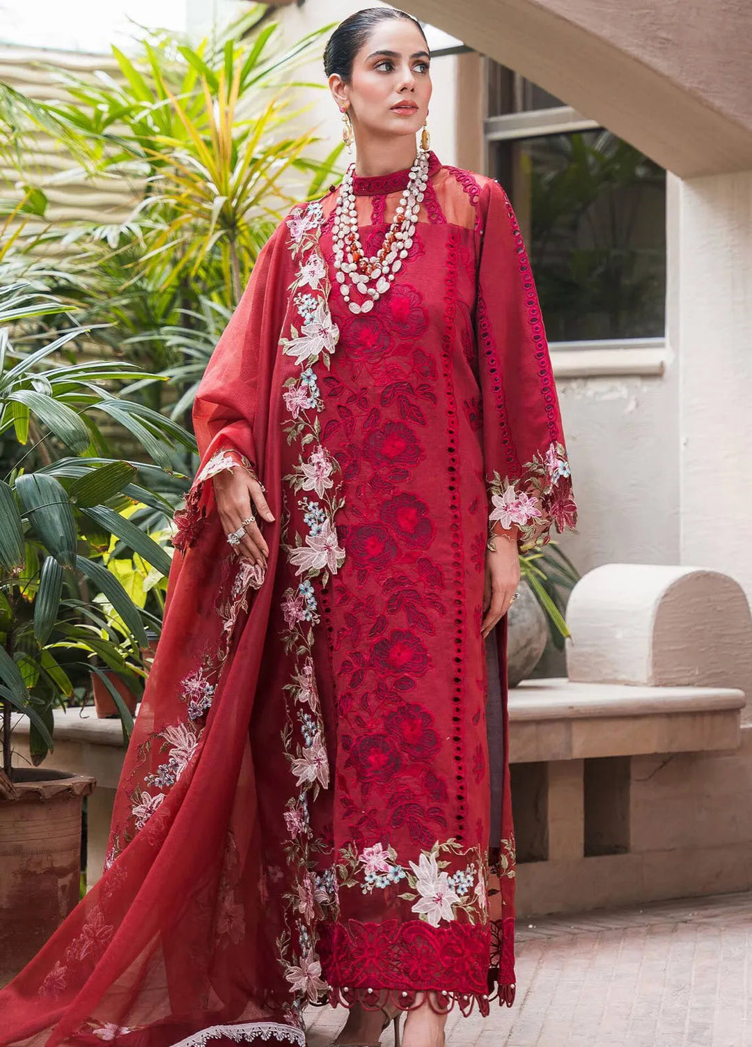 Asifa and Nabeel Embroidered Khaddar Suits Unstitched 3 Piece AN24W2 Rouge WL-08 - Winter Collection