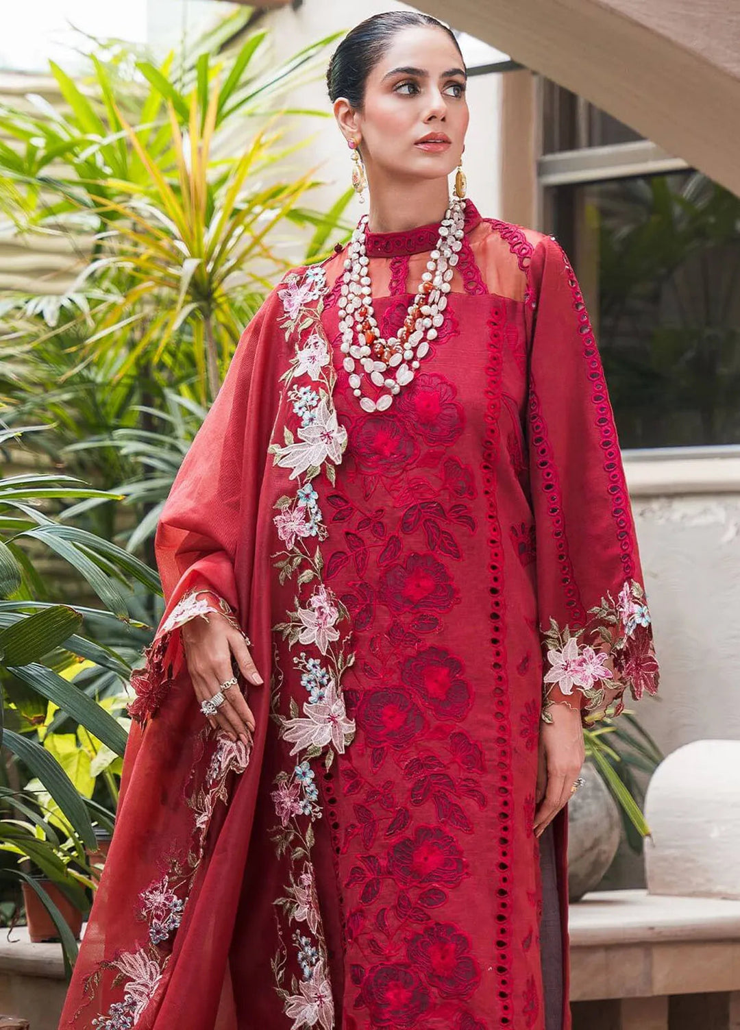 Asifa and Nabeel Embroidered Khaddar Suits Unstitched 3 Piece AN24W2 Rouge WL-08 - Winter Collection