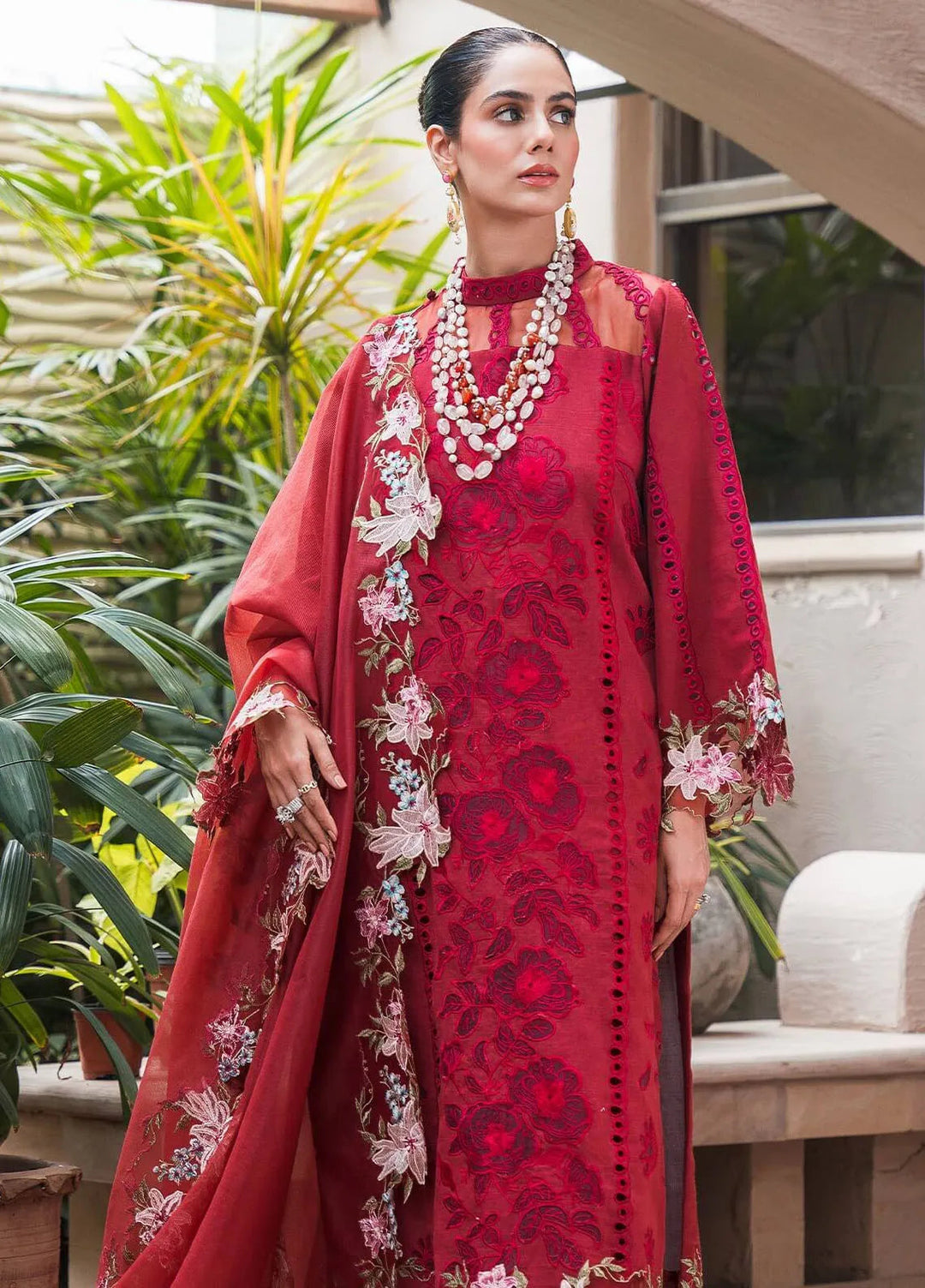 Asifa and Nabeel Embroidered Khaddar Suits Unstitched 3 Piece AN24W2 Rouge WL-08 - Winter Collection