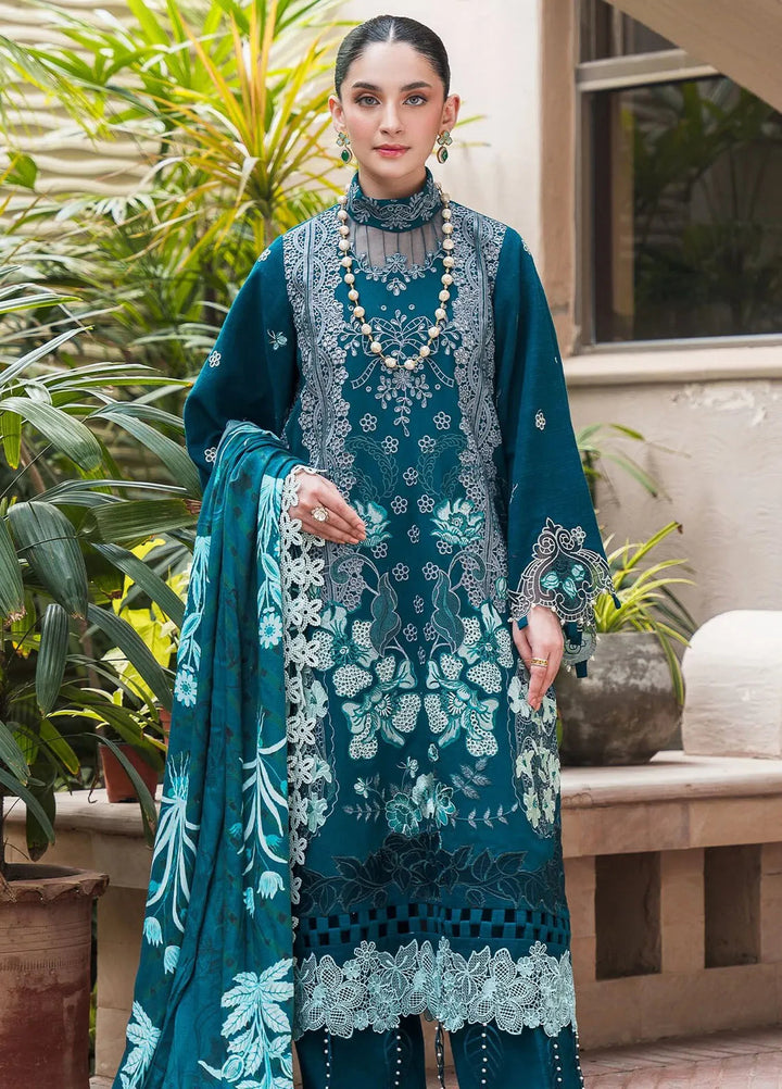 Asifa and Nabeel Embroidered Khaddar Suits Unstitched 3 Piece AN24W2 Teal WL-07 - Winter Collection