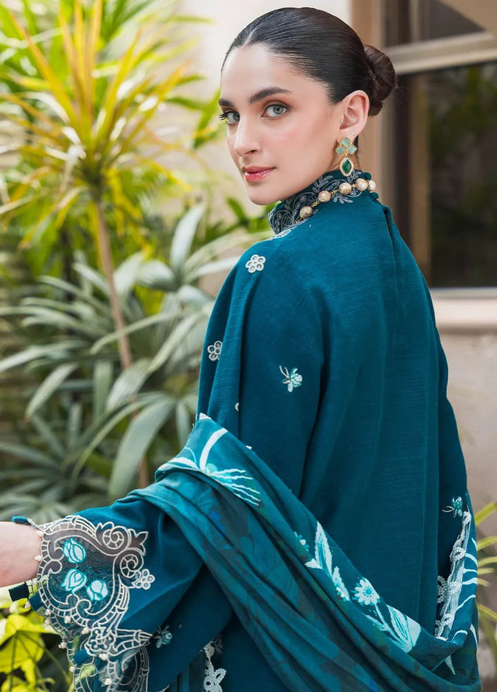 Asifa and Nabeel Embroidered Khaddar Suits Unstitched 3 Piece AN24W2 Teal WL-07 - Winter Collection