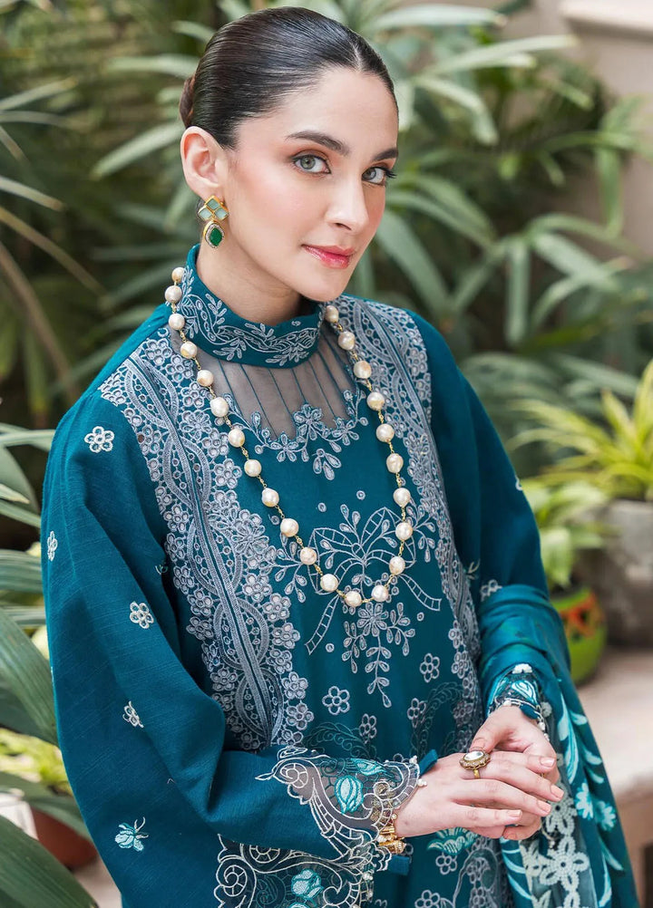 Asifa and Nabeel Embroidered Khaddar Suits Unstitched 3 Piece AN24W2 Teal WL-07 - Winter Collection