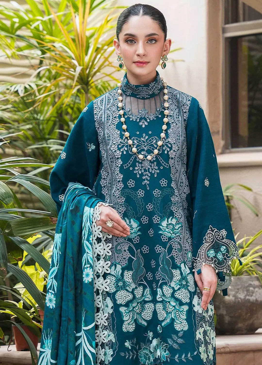 Asifa and Nabeel Embroidered Khaddar Suits Unstitched 3 Piece AN24W2 Teal WL-07 - Winter Collection