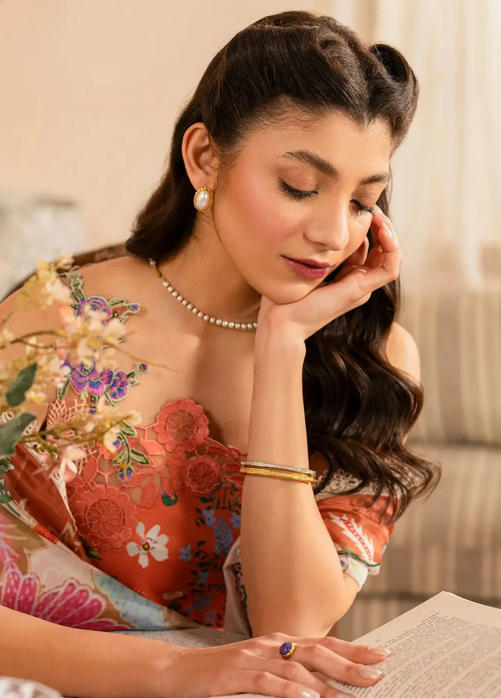 Asifa and Nabeel Embroidered Lawn Suits Unstitched 3 Piece AN25MV MSLV25-01 Naranji - Summer Collection