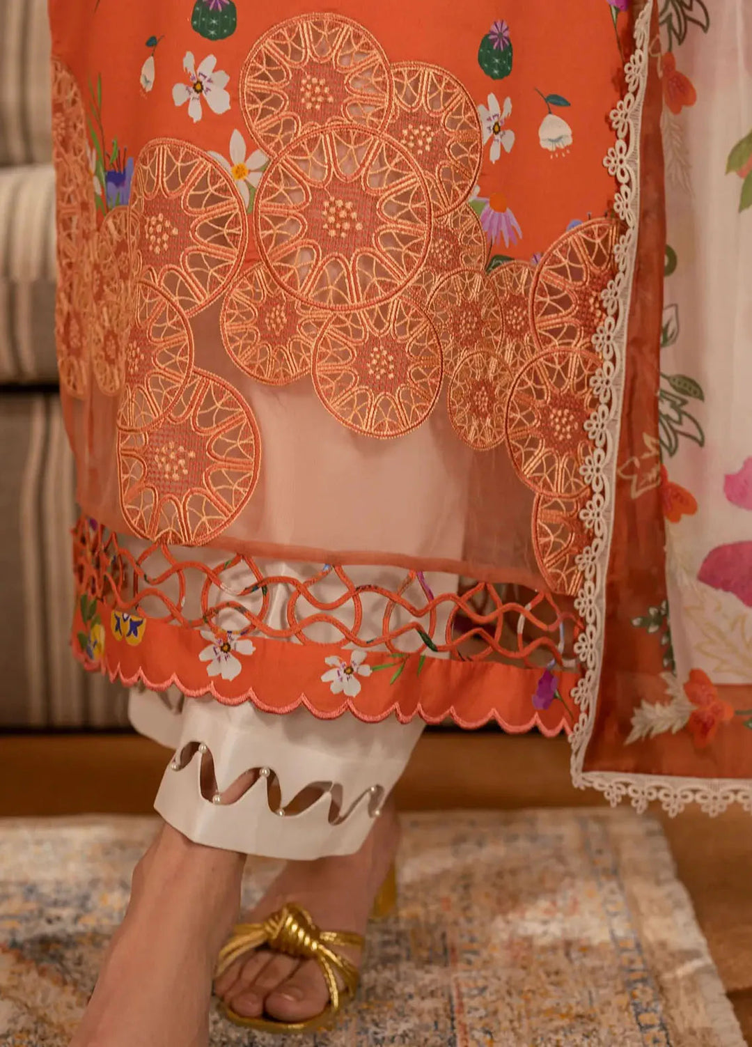 Asifa and Nabeel Embroidered Lawn Suits Unstitched 3 Piece AN25MV MSLV25-01 Naranji - Summer Collection