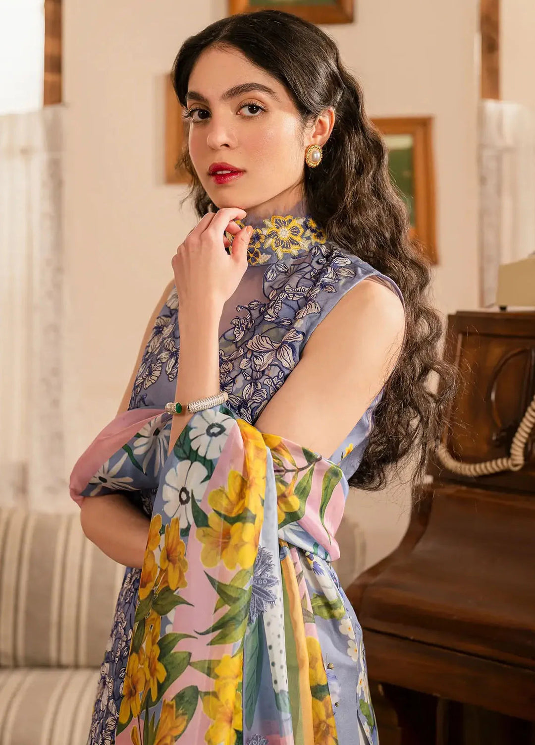 Asifa and Nabeel Embroidered Lawn Suits Unstitched 3 Piece AN25MV MSLV25-02 Sunehri - Summer Collection