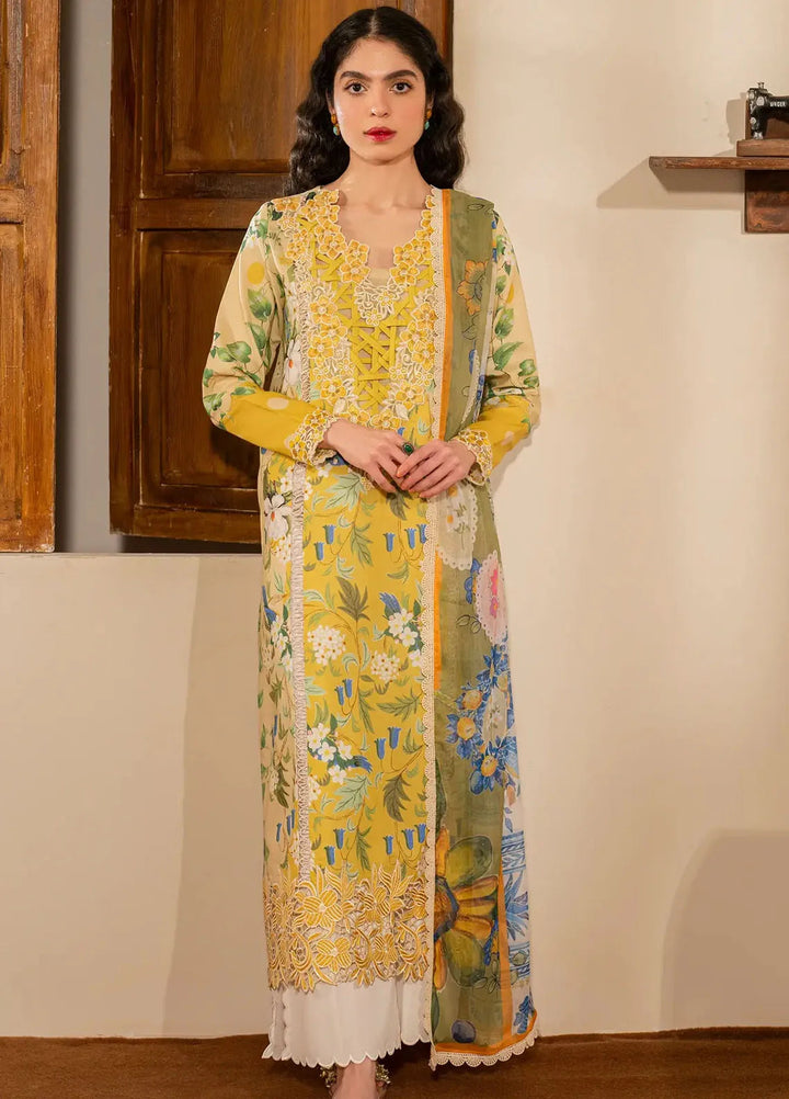 Asifa and Nabeel Embroidered Lawn Suits Unstitched 3 Piece AN25MV MSLV25-04 Nimbu Pani - Summer Collection