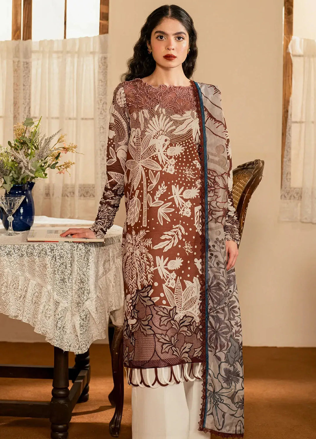 Asifa and Nabeel Embroidered Lawn Suits Unstitched 3 Piece AN25MV MSLV25-07 Darcheeni - Summer Collection